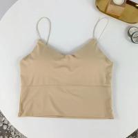 Tops cortos sexis para mujer, sujetador deportivo de seda helada para verano, chaleco con tirantes finos, Top para mujer, sujetador incorporado, camisola sin mangas con hombros descubiertos - details 9