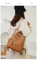 Mochila pequeña de moda para mujer, Mochila De Cuero Negro marrón simple, mini mochila de viaje informal para teléfono, regalos para niñas - details 10