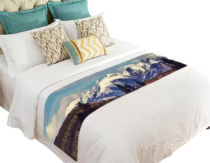 Montañas Alaska Camino de cama Bufanda Decoración de cama 50x241 cm - 1
