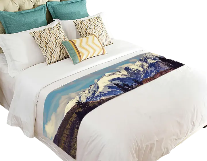 Montañas Alaska Camino de cama Bufanda Decoración de cama 50x241 cm - 1