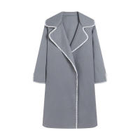 Camiseta de lana de doble cara para mujer, chaqueta cortavientos tejida con solapa de manga larga, holgada, otoño e invierno - details 5