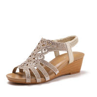 Sandalias dulces estilo Sandalia para mujer verano 2025 nuevo artículo, suela gruesa de bizcocho con diamantes de imitación, Tacón de Cuña, zapatos romanos - details 2