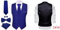Chaleco de diseñador para hombre, chaleco de satén de seda Lisa verde oscuro, pajarita, pañuelo, traje Formal de boda para hombre, chaqueta sin mangas Barry Wang - details 67