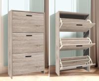Mueble zapatero de 12 pares - Estantería de gran capacidad para vestíbulo o pasillo - (ancho) 60 x (profundidad) 24 x (alto) 80 cm - Madera clara blanca - details 21