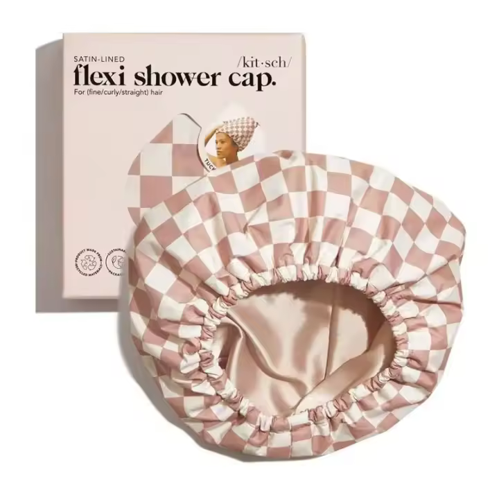 Gorros de Ducha de Lujo Kitsch para Mujeres Reutilizables Impermeables - Forrado de Satén Flexi, Secado Rápido, Gorro de Cabello Elegante para Cabello Largo y Corto - 1