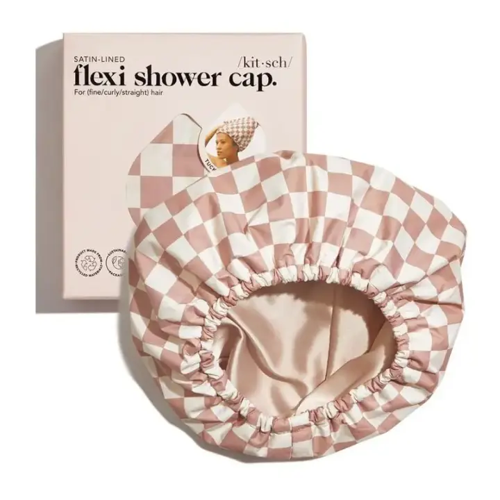 Gorros de Ducha de Lujo Kitsch para Mujeres Reutilizables Impermeables - Forrado de Satén Flexi, Secado Rápido, Gorro de Cabello Elegante para Cabello Largo y Corto - 1