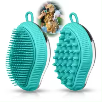 Cepillo de baño de silicona con mango, cepillo de aseo suave para perros y gatos - 1
