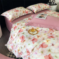Svetanya Juego de Ropa de Cama con Diseño Floral Pastoral en Amarillo y Morado Tamaño Queen y King Algodón Egipcio Ajustable - details 17