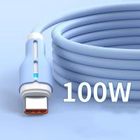 Cable USB tipo C de carga rápida para teléfono móvil, cargador LED de silicona de 100W, 6A, transferencia de datos, 100W, 6A - details 1