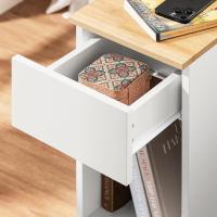 Auxiliares para Salón Mesilla de Noche Estrecha para Dormitorio con 1 Cajón y 1 Compartimento Abierto Blanco y Madera 20 x 35 x 60 cm FBT111-WNx2 ES - details 14
