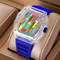 Reloj de Pulsera de Cuarzo de Lujo Automático Estilo Hueco Impermeable Deportivo Correa de Cuero - details 13