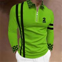 Polo para hombre Camisa de golf estampada a cuadros 3D Manga larga Cremallera Ropa deportiva Moda Ropa de calle Diseñador - details 18
