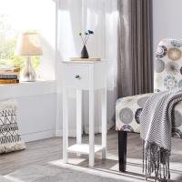 Mesita de Noche de Madera Lacada Alta 2pcs con Cajón y Estante 25x25x70cm - details 3
