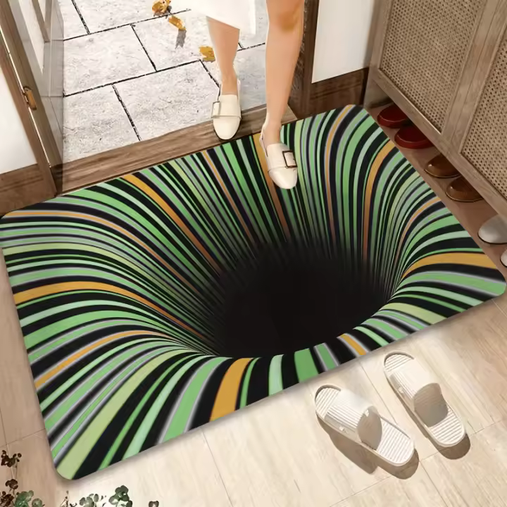 Alfombra de Illusión 3D de Girasol Alfombra Interior de Poliéster Antideslizante para Dormitorio, Juego y Decoración del Hogar - 1