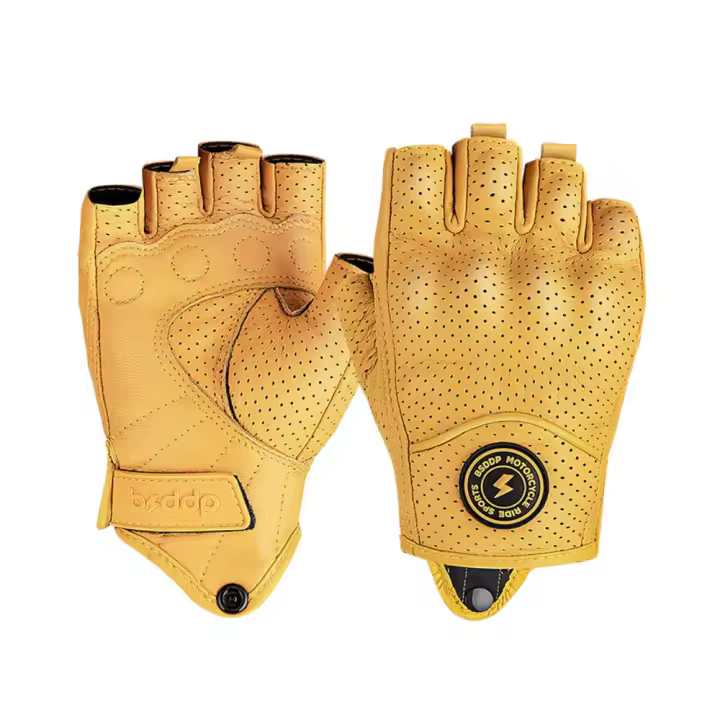 Guantes de medio dedo de piel de oveja a prueba de caídas - 1