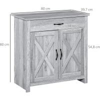 Buffet 1 Cajón 2 Puertas Estante Interior Ajustable Mueble Auxiliar Decorativo Comedor 80x397x80 cm Gris - details 2
