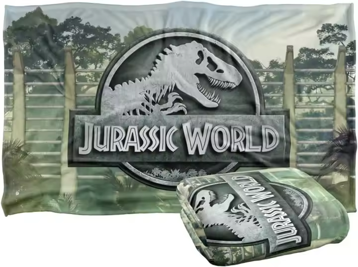 Manta de tacto sedoso y súper suave con el logotipo de Jurassic World Fence - 1