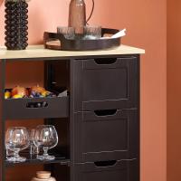 Carro de Almacenamiento Mueble Auxiliar Cocina Carrito de Servir con 3 Cajones 2 Estantes y 1 Bandeja Extraíble Negro - details 3