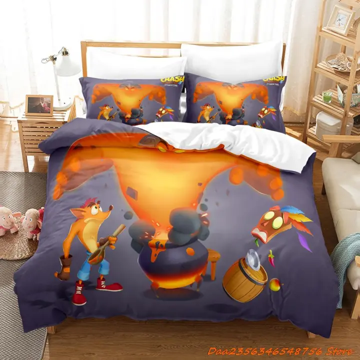 Juego de Ropa de Cama Crash Bandicoot 3D Anime Tamaño de Cama SINGLE TWIN FULL QUEEN KING - 1