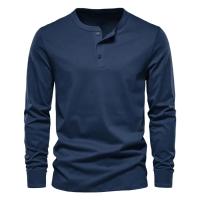 Día del padre Ropa transfronteriza de primavera y otoño Camiseta para hombres europeos y americanos Camisa básica Henry de manga larga para hombres - details 12