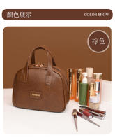 Bolsa de maquillaje Vintage de cuero encerado para mujer, gran capacidad, moderna, de alta gama, bolsa de almacenamiento portátil para el cuidado de la piel, novedad de 2025 - details 13