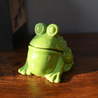 Adorno De Mesa Cerámico Rana Verde Ashtray Figura De Té Accesorio De Interiores Para El Hogar Decoración De Escritorio - details 1