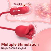 Embalaje privado Vibrador SEXO para mujeres, vagina, punto G, succionador de pezones, lengua oral, lamiendo el clítoris, estimulación telescópica, juguetes sexuales - details 0
