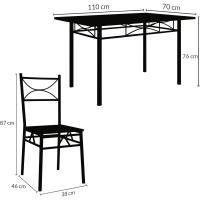 Conjunto Mesa y 4 sillas Paul Muebles de Cocina Comedor Negro Mesa MDF Resistente 110x70cm - details 4