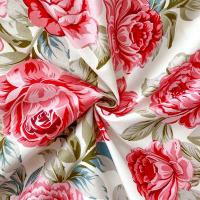 Sábanas de Cama Planas con Estampado de Flor Roja Tamaño de Cama Doble - details 3