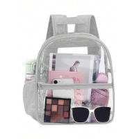Mochila transparente de PVC con correas ajustables, mochila informal Visible, impermeable, de gran capacidad, para almacenamiento escolar, playa - details 7
