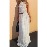 Conjunto de Dos Piezas para Mujer Verano 2025 TOP Cruzado con Espalda Descubierta y Falda Larga Fluida Estilo Y2K para Playa, Fiestas o Looks Diarios Tejido Transpirable y Exclusivo en Miravia - details 18