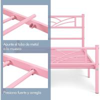 Cama Individual con Espacio Bajo Marco Metal Altura 32 cm Cama Individual con Cabecera para Colchón de 90 x 190 cm Blanco - details 32