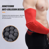 Soporte de brazo largo deportivo, mangas de compresión de codo, almohadillas de nido de abeja, protector de brazo a prueba de golpes, baloncesto, fútbol, ciclismo, 1 par - details 3