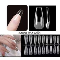 120 unidades/bolsa punta de ataúd juego completo de uñas postizas transparentes presión Artificial bailarina larga - details 9
