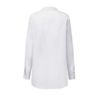Camisa Blanca Slim Para Mujer Moda Tops Oficina Blusa Larga Manga Suéter Ruched Cuello En V Tacón Casual Polyester - details 4
