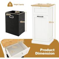 Armario para ropa sucia, cesto de madera para ropa sucia con 1 cajón, armario de suelo con cesta extraíble de lavandería, para baño, lavandería, 40x37x82cm - details 7
