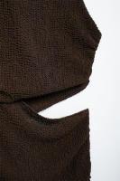 Estilo de mujer Marrón Cuello Halter Tejido ss, Sin mangas, Elegante - details 2