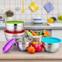 Cuenco con tapa para mezclar y servir, juego de 5 ensaladeras de anidación de acero inoxidable, para cocinar y hornear - details 1