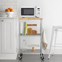 Niveles Carrito con Ruedas para microondas, 53.34cm x 38.1cm x 93.22cm (LxWxH), Madera/Cromado, 2 baldas - details 1