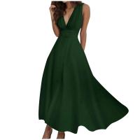 Mujeres elegantes A e sin mangas blanco Midi Casual mujer Sping verano cuello en V túnica cintura Swing vestido abrigo vestidos largos - details 5