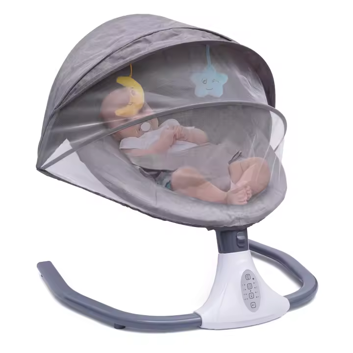 Columpio eléctrico con Bluetooth para bebé recién nacido, cuna de música, silla basculante, color gris - 1