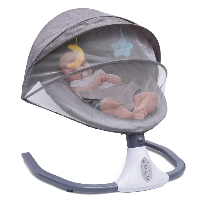 Columpio eléctrico con Bluetooth para bebé recién nacido, cuna de música, silla basculante, color gris - 1