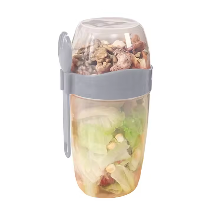 Organización Almacenamiento de cocina Botellas de doble capa de gran capacidad Tarros de taza de comida ligera Taza de ensalada de verduras - 1