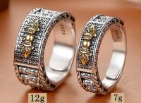 Anillo de Plata Esterlina S925 Diseño de Cilindro Giratorio con Mantra de Corazón Sutra - details 2