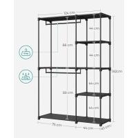 Armario de Ropa, Perchero, Burro Ropa, 124 x 43 x 182 cm, 2 Secciones para Colgar, con Compartimentos, Gran Capacidad, para Dormitorio, Salón, Lavandería, Topo RYG026R02 - details 49