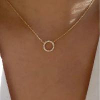 2025 tendencia joyería elegante círculo de cristal colgante collar Color dorado Unquie mujer collar de moda al por mayor - details 0
