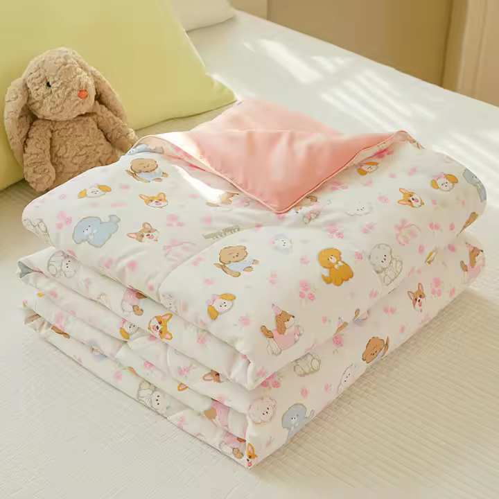 Edredón fino de verano individual y doble para dormitorio de estudiantes con aire acondicionado para niños de gasa de capa de grado bebé Clase A - 1