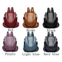 Mochila De Piel antirobo para Mujer, vintage Bolso de Hombre, mochila Viaje Alta capacidad, - details 0