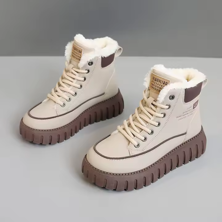 Kt2816-zapatos de plataforma de algodón para mujer, calzado sencillo con plataforma con forro polar, aumento de altura, invierno, 2024 - 1