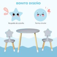 2 s de Madera para Niños con Redondo Ø59x50 cm s Ø28x51 cm Muebles Infantiles para Sala de Juego Dormitorio Gris - details 3